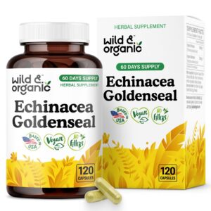 Frasco de cápsulas Wild & Organic Equinácea y Sello de Oro