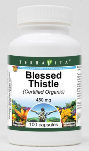 Frasco Cardo Mariano Bendito Orgánico 450 mg 100 cápsulas TerraVita