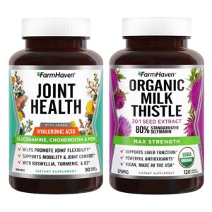 Frasco de cardo mariano orgánico y glucosamina FarmHaven