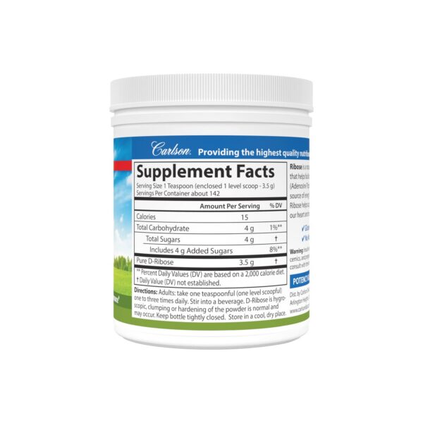 frasco carlson ribosa 500 gramos polvo energético