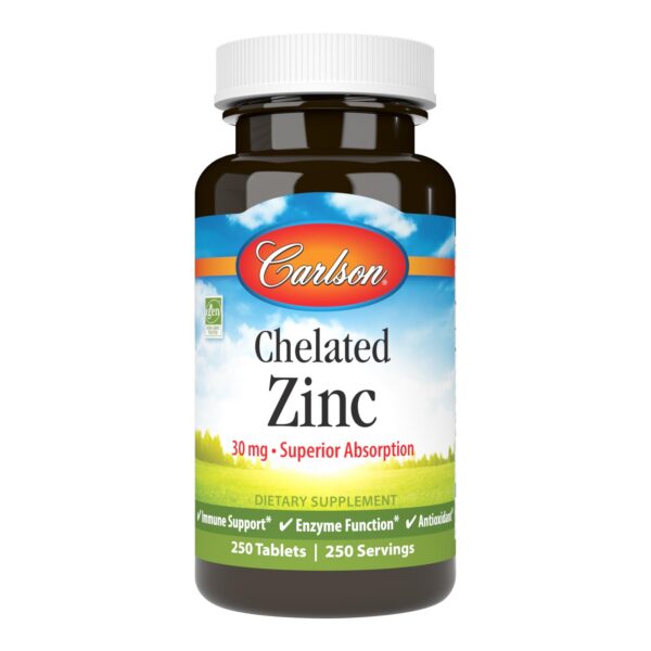 Version 1.0.0 Frasco de Carlson Chelated Zinc 30 mg con etiqueta