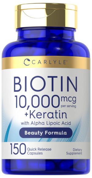Frasco Carlyle Biotina 10000mcg 150 cápsulas