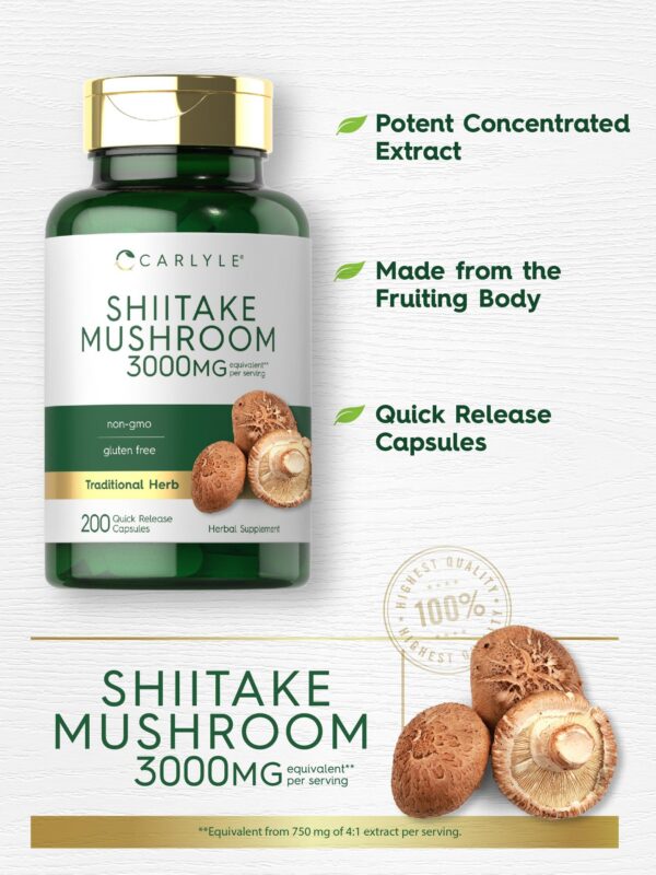 Frasco Carlyle cápsulas extracto de shiitake sin gluten y sin OGM