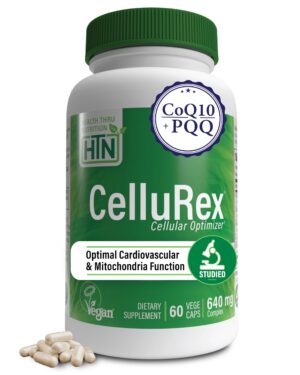 Version 1.0.0 Frasco CelluRex con CoQ-10 y PQQ suplemento optimizador celular