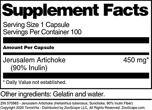 Version 1.0.0 Frasco cerrado cápsulas fibra de inulina Topinambur