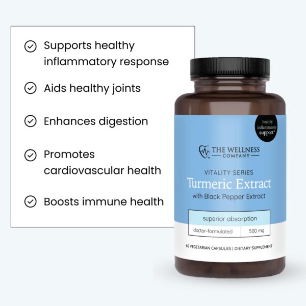 Frasco cerrado extracto de cúrcuma The Wellness Company