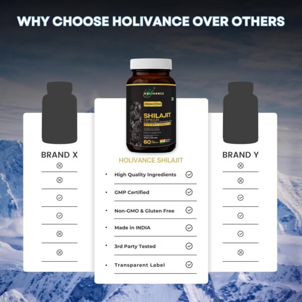 Frasco cerrado suplemento HOLIVANCE Shilajit para bienestar