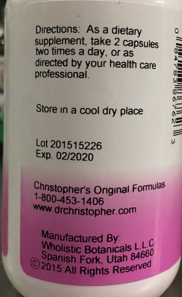 Frasco Christopher's Original Formulas Ortiga 100 cápsulas