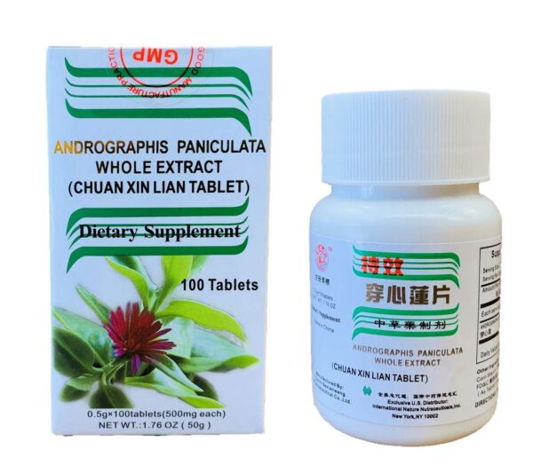 Frasco de Chuan Xin Lian Andrographis extracto 500 mg