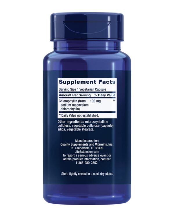 Version 1.0.0 Frasco de Clorofilina Life Extension con 100 cápsulas vegetarianas
