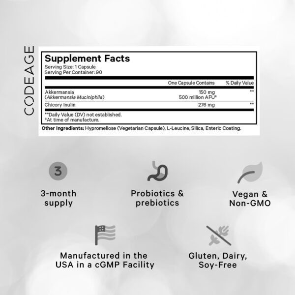 Frasco Codeage Akkermansia muciniphila suplemento probiótico