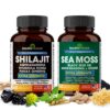 Frasco combo suplemento Shilajit Sea Moss Sandhu Herbals 120 cápsulas