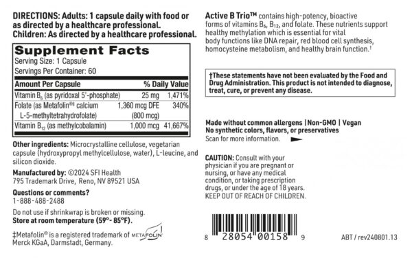 Frasco de complejo metilado Klaire Labs Active B Trio