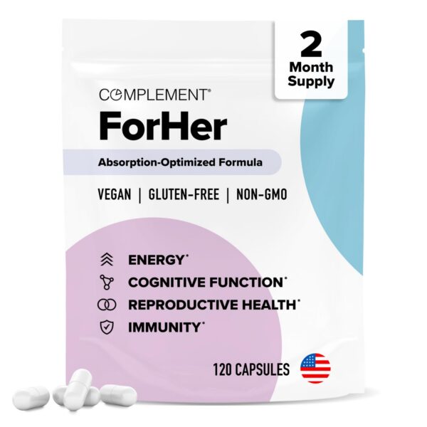 Frasco suplemento Complement ForHer multivitamínico mujeres