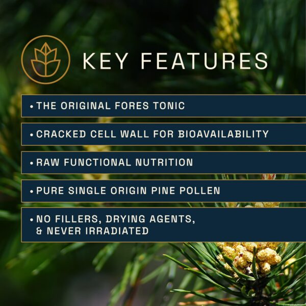 Caja y frasco de polen de pino