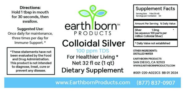 Version 1.0.0 Frasco con etiqueta de plata coloidal