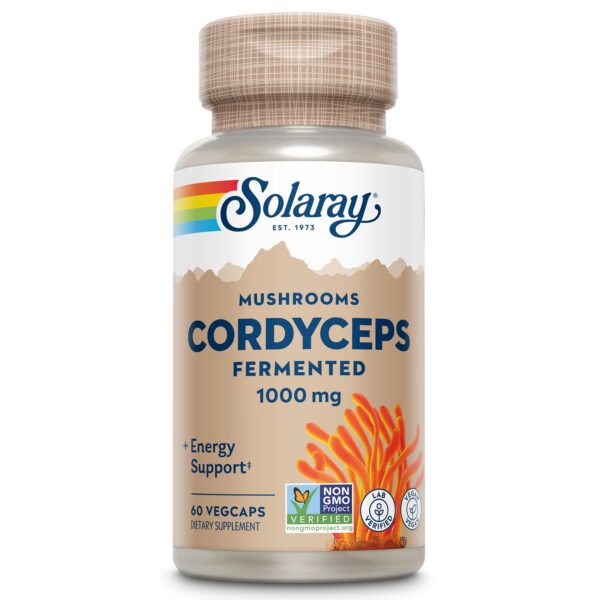 Frasco Cordyceps fermentado SOLARAY 1000 mg
