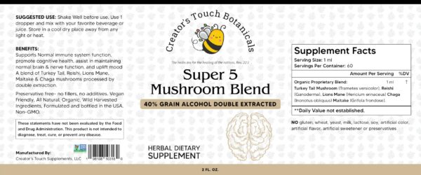 Frasco de Creator's Touch Super 5 Hongos extracto doble