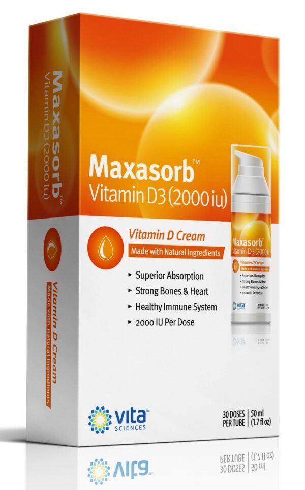 Frasco crema tópica vitamina D3 Vita Sciences para rostro y cuerpo