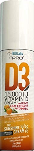 Frasco crema vitamina d3 biolabs pro 15000 iu 3 onzas