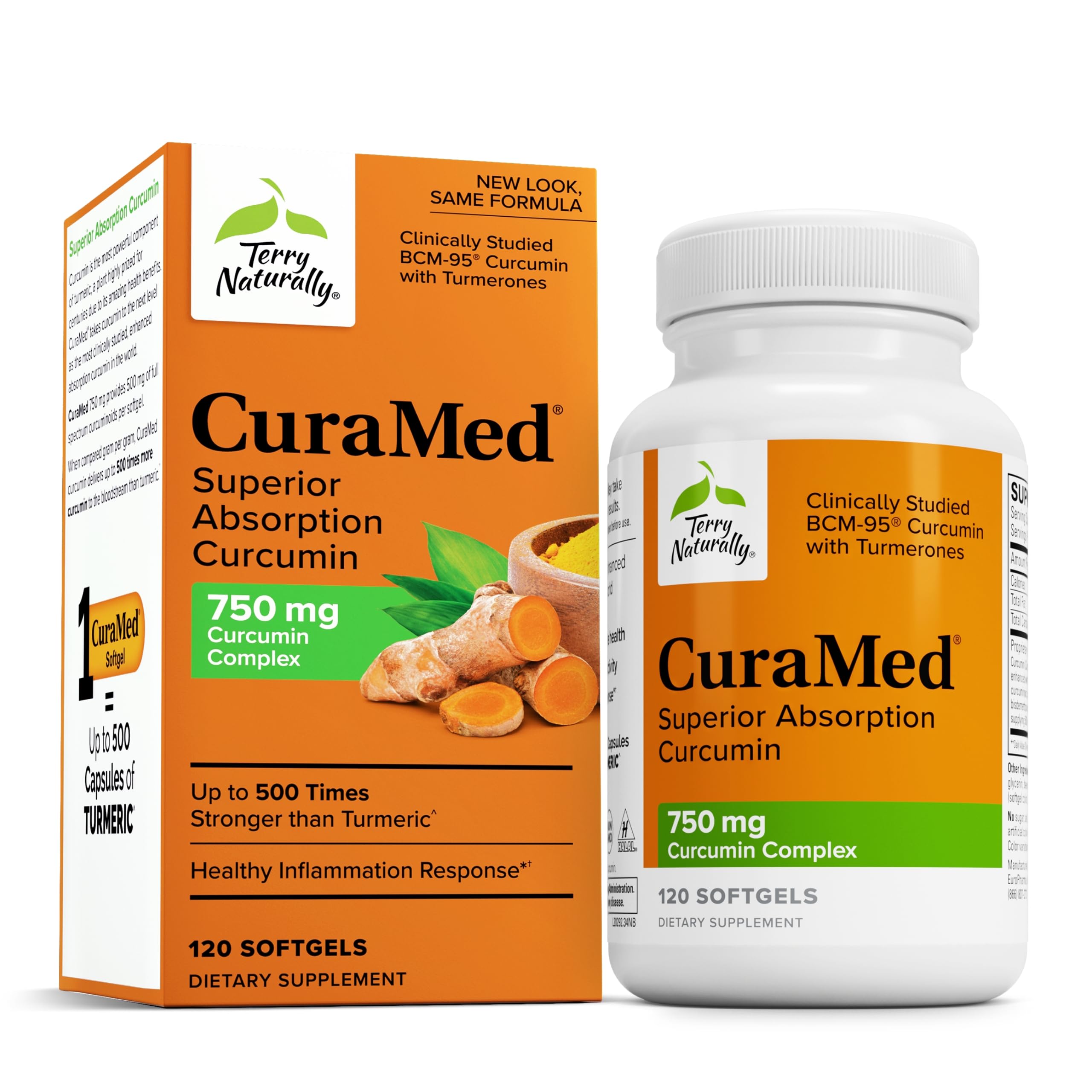 CuraMed 750mg Terry Naturally | Antioxidante Curcumina Alta Potencia ...