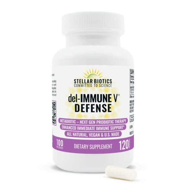 Frasco Del-Immune V Defense Stellar Biotics 120 cápsulas