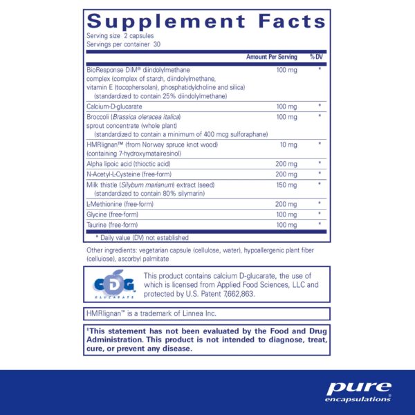 Frasco de DIM Detox de Pure Encapsulations con 60 cápsulas