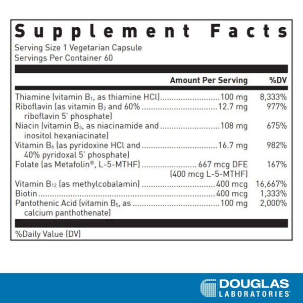 Frasco Douglas Laboratories complejo B vista lateral