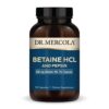 Frasco blanco de Dr Mercola Betaine HCL & Pepsin