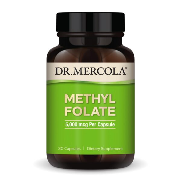 Frasco Dr. Mercola suplemento metilfolato 30 cápsulas