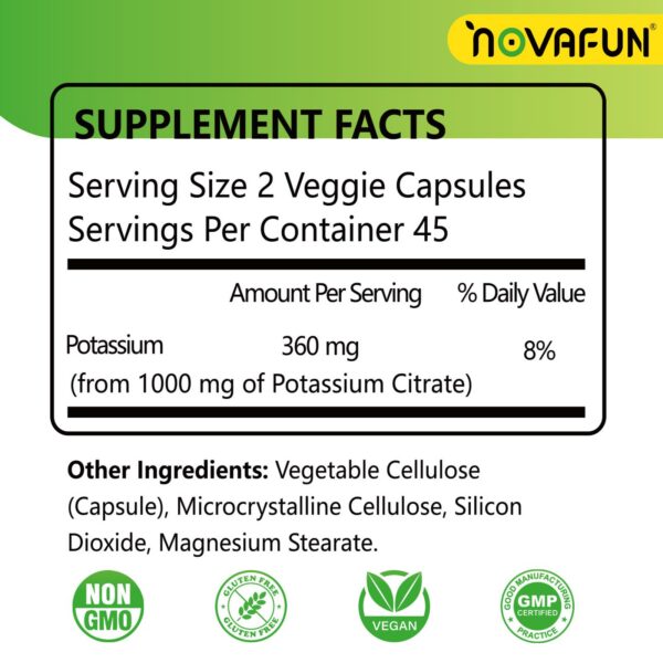 Frasco con etiqueta de citrato de potasio