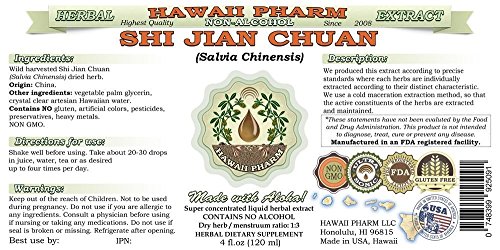 Frasco con etiqueta extracto herbal Shi Jian Chuan Hawaii Pharm