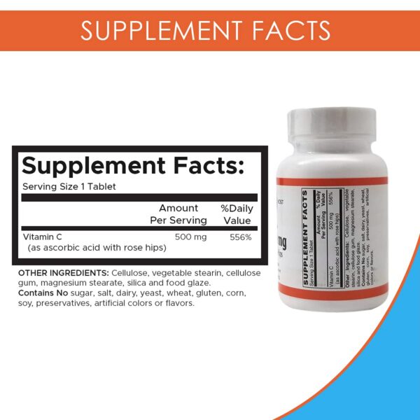 Frasco y etiqueta Rose HIPS Vitamin C-500