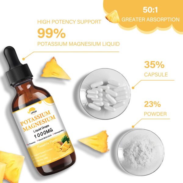 Frasco con etiqueta visible de citrato de potasio y magnesio