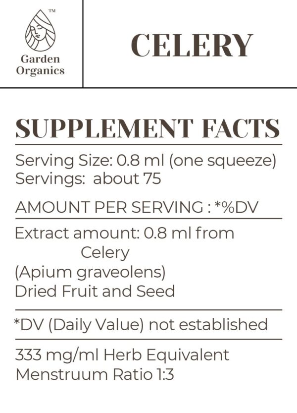Frasco de extracto de apio sin aditivos