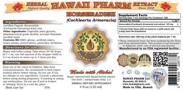 Frasco extracto concentrado rábano picante Hawaii Pharm
