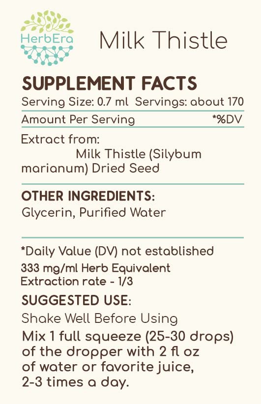 Version 1.0.0 Frasco del extracto herbal cardo mariano HerbEra 4 oz