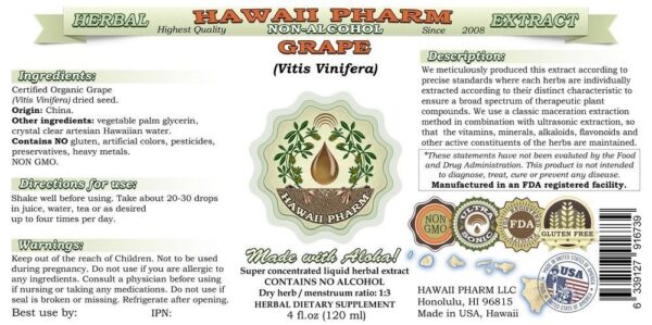 Version 1.0.0 Frasco extracto herbal de semilla de uva natural Hawaii Pharm