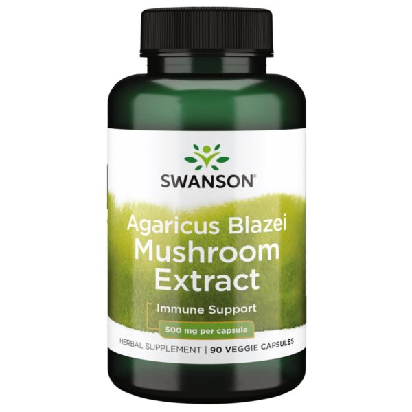 Frasco extracto de hongo Agaricus Blazei Swanson 500mg 90 cápsulas