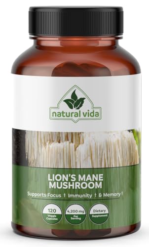 Frasco de extracto de hongo Melena de León Natural Vida 120 cápsulas