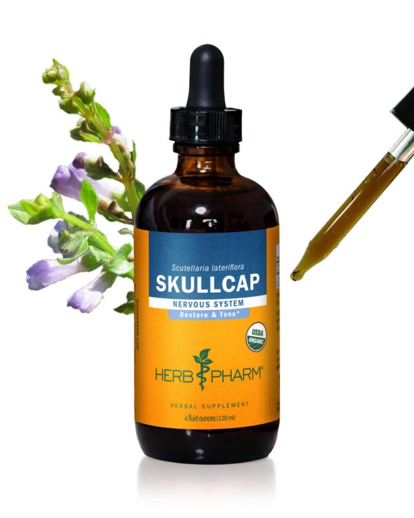 Version 1.0.0 Frasco extracto líquido Skullcap Herb Pharm orgánico 4 oz