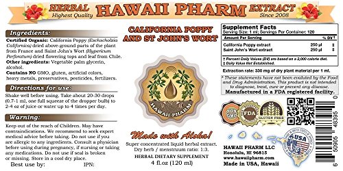 Frasco frontal de extracto orgánico amapola california y hierba san juan