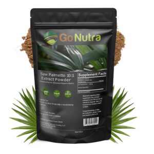 Frasco de extracto en polvo Saw Palmetto Go Nutra 4 onzas