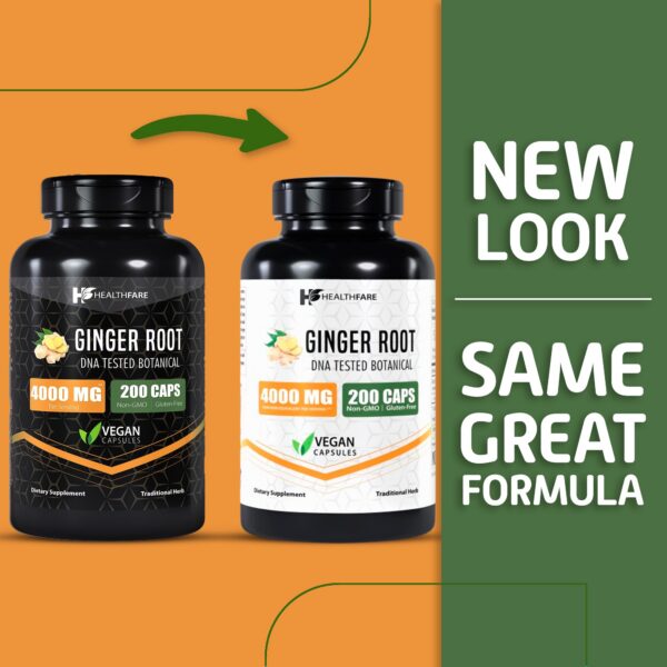 Frasco extracto raíz de jengibre Healthfare 200 cápsulas