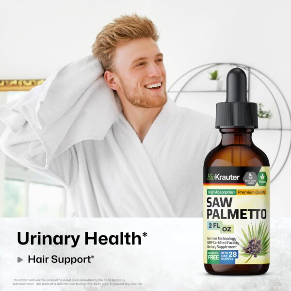 Frasco de extracto saw palmetto Bio Krauter sin alcohol ni azúcar