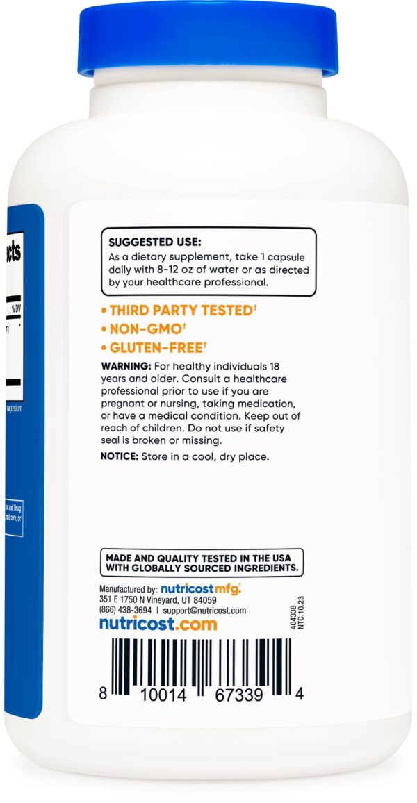 Frasco de extracto de semilla de uva Nutricost etiqueta frontal