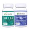 Frasco frontal EZ Melts Vitamina D3 K2 y Multivitamínico con Hierro