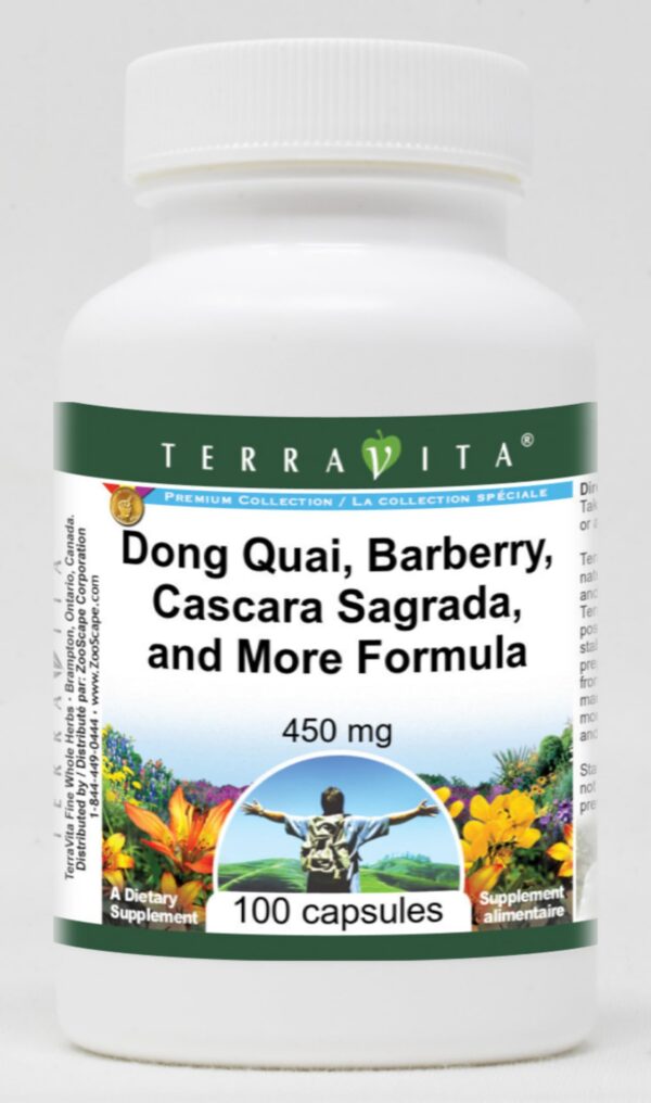 Version 1.0.0 Frasco de fórmula herbal de Dong Quai y cáscara sagrada TerraVita