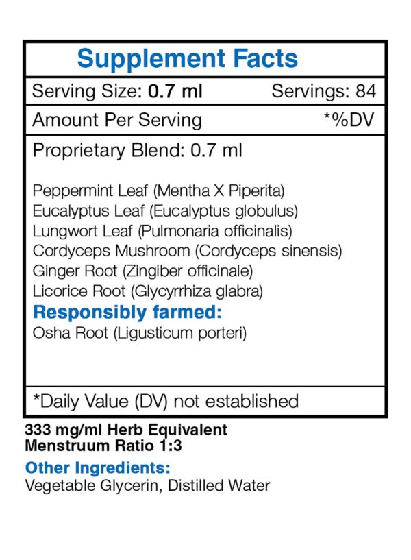 Version 1.0.0 Frasco de fórmula natural para pulmones saludables sin conservadores