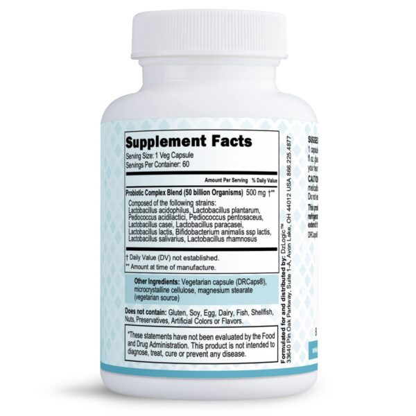 Frasco fórmula probióticos Dr. Dzugan certificado GMP 500mg